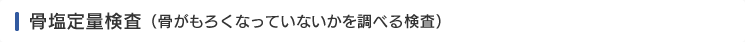 骨塩定量検査（骨がもろくなっていないかを調べる検査）